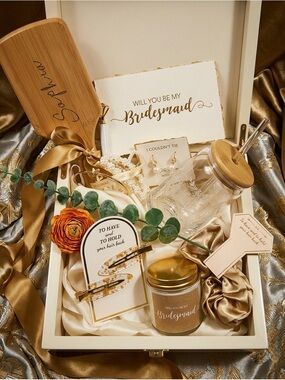 Bridesmaid Proposal Gift Box - Gold & Ivory